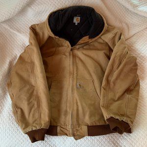 Carhartt J140 Quilted Lined Brown Hooded Jacket 2XL Tall Distressed‎